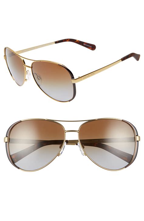 michael kors aviator shaped sunglasses femme métal 59 doré|michael kors pilot women's sunglasses.